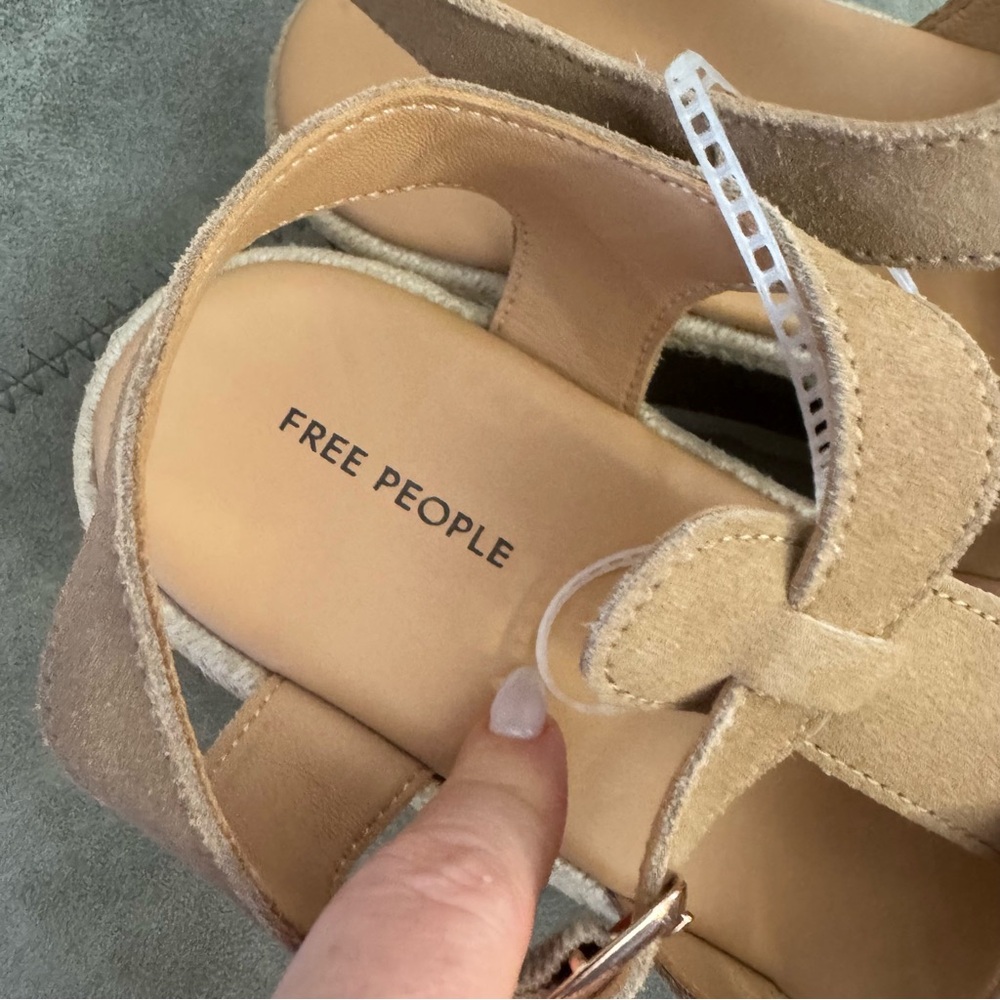 NWT Free People Movement Mykonos Suede Fisherman Platform Wedge Sandals Vachetta - Picture 4 of 11
